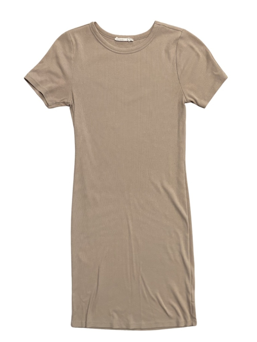 Brown Nude Mini Dress Short Sleeve T Shirt Women's Size Large Brand Double Zero